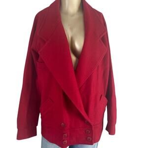 Raywood And Stein Red Wool Blend Peacoat Women Size Large